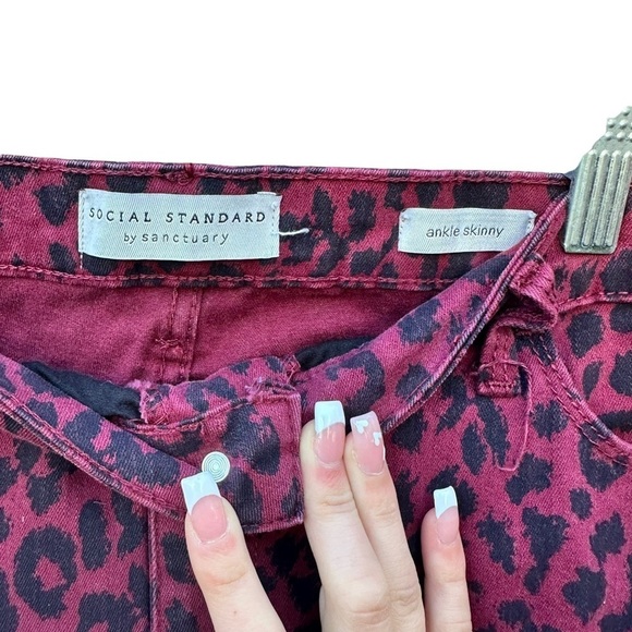 Social Standard by Sanctuary Mid-Rise Ankle Skinny Jeans Womens Size 16 Cheetah - Picture 4 of 5